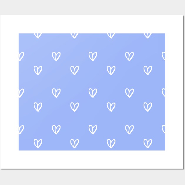 Heart Pattern Blue Background Wall Art by Pattern Lab 